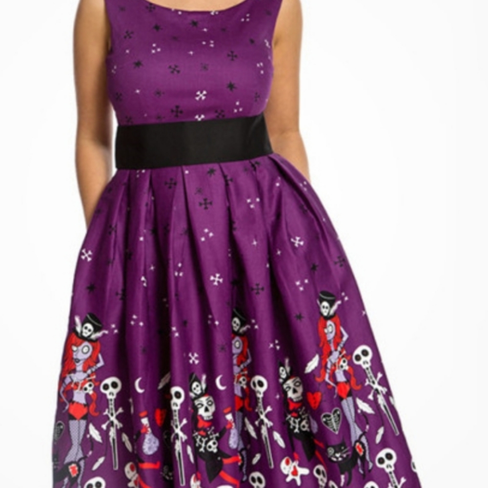 🦄RARE FIND!!! ☠🔮🦴🦇LINDY BOP LANA WITCH DOCTOR DRESS -PURPLE